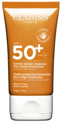 Crème Solaire Jeunesse Très Haute Protection SPF50+, de Clarins, Protectores solares de 2024